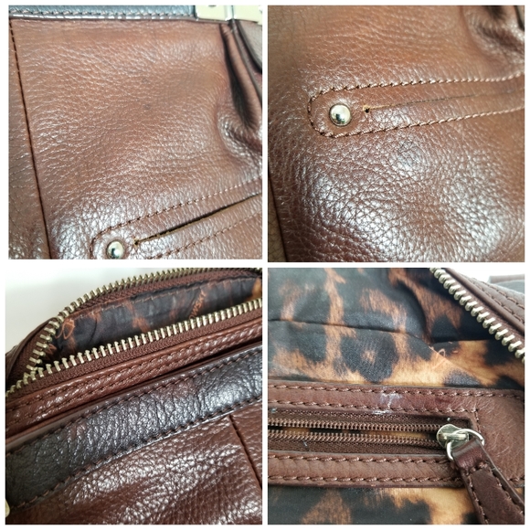 B. Makowsky Handbag Womens Brown Leather Satchel Shoulder Bag Purse Double Strap - Picture 16 of 16